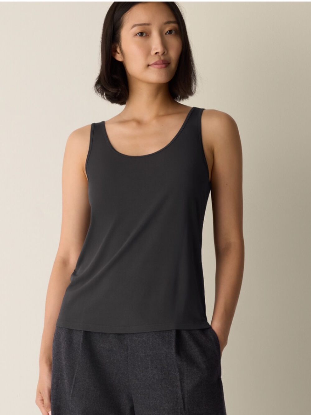 NWT Eileen Fisher Scoop Neck Graphite Shell